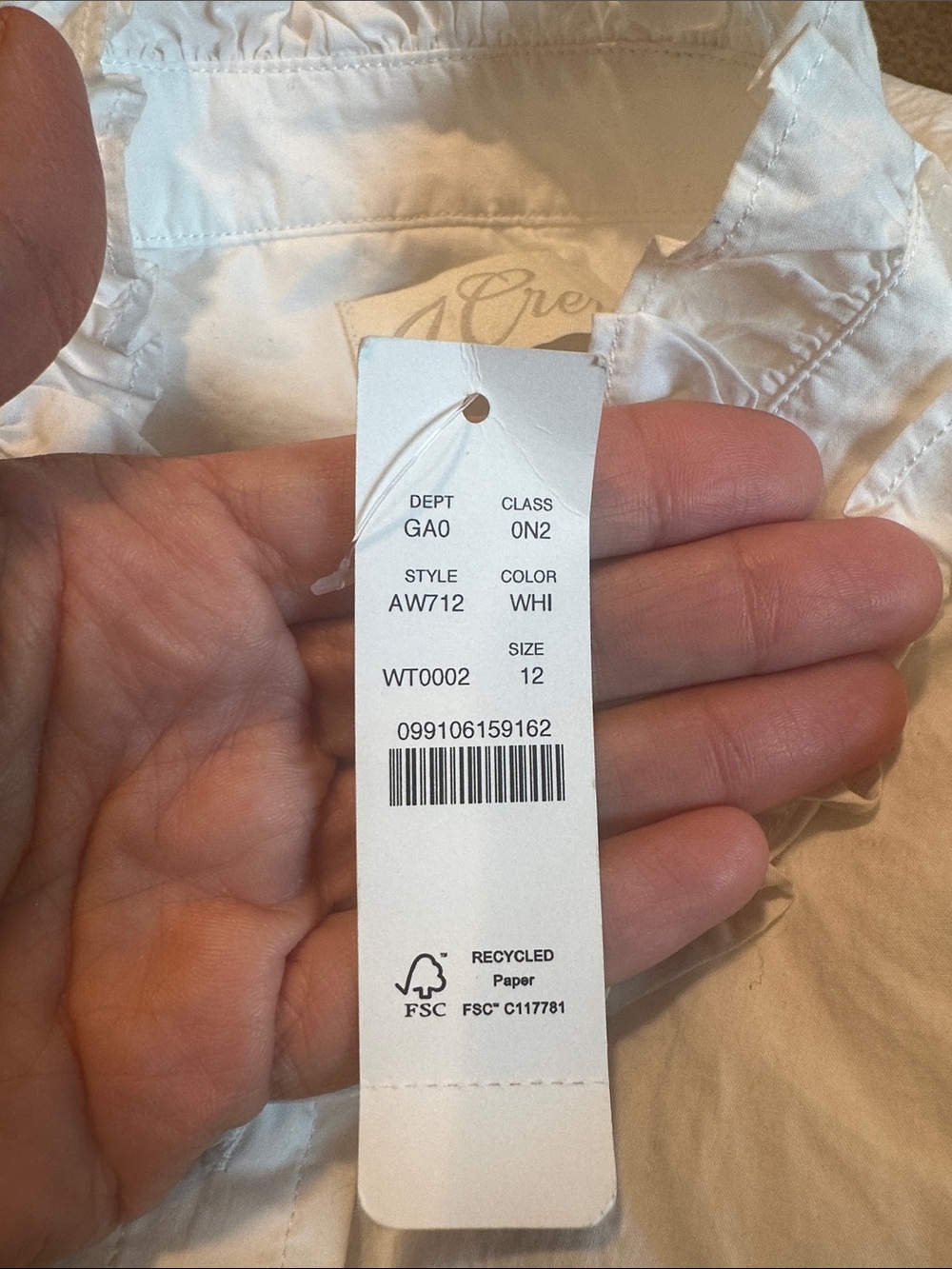 J. Crew White Ruffle-Collar Button-Down Blouse - Picture 6 of 7